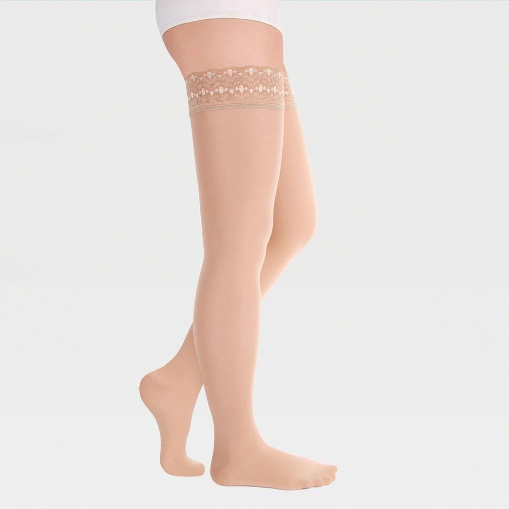 Чулки женские с закрытым носком и ажурной резинкой полупрозрачные ID-301T 1класс